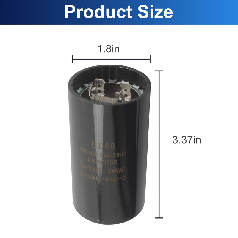 2025 Upgrade CPT00320 Capacitor Dual Run Circular Start with Resistance Wire for Trane 176-216 MFD uF 330 Volt Capacitor, Specific Fit for American Standard Units, Heat Pump and HVAC Systems