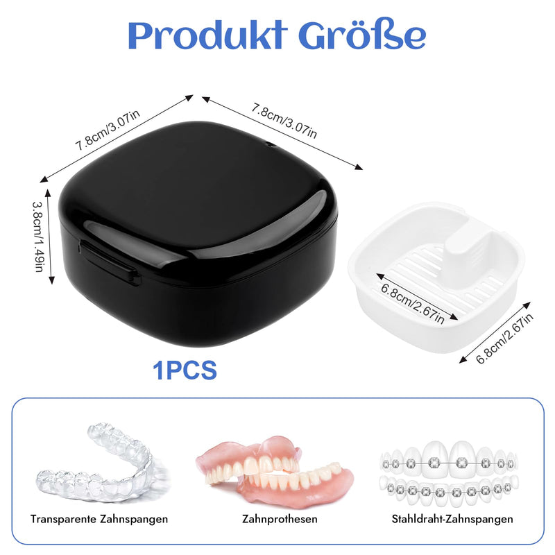 Denture Box Denture Box | Denture container tooth rail box (6.8 × 6.8 cm inside black)