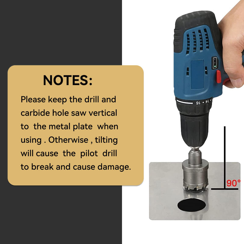 [Australia - AusPower] - 2-5/16" (59mm) Tungsten Carbide Tipped Hole Saw with 2Pcs Titanium-Plated Pilot Drill Bits for Hard Metal,Stainless Steel,Iron,Aluminum Alloy,Wood and Plastic 59mm | 2-5/16" 