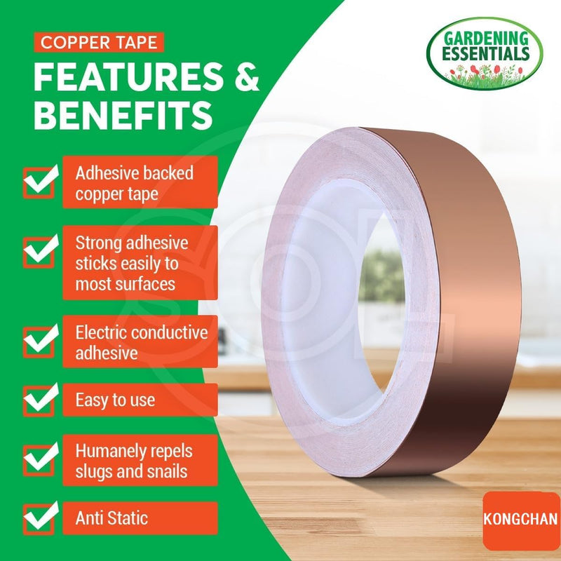 [Australia - AusPower] - Copper Tape(4/5inchX82FT) | Copper Tape Slug Repellent | Humane Slug & Snail Control | Slug Tape Copper Repellent | Snail Repellent | Slug Detterent | Slug Copper Tape for Slugs | Copper Tape Slugs 