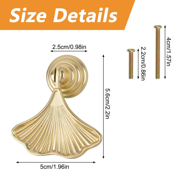 MOROBOR Ginkgo Leaf Shape Knob Handles, 8 PCS Golden Drop Pendant Pull,Hardware Drawer Single Hole Handle for Wardrobe Cupboard Closets Cupboard Gold