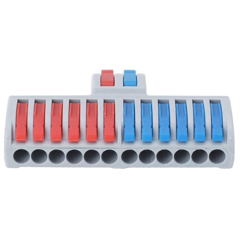 [Australia - AusPower] - 6Pcs 2 in 12 Out Compact Wire Connector Electrical Lever Wire Connectors Splicing Wires Connectors Rail and Screw Mounting 