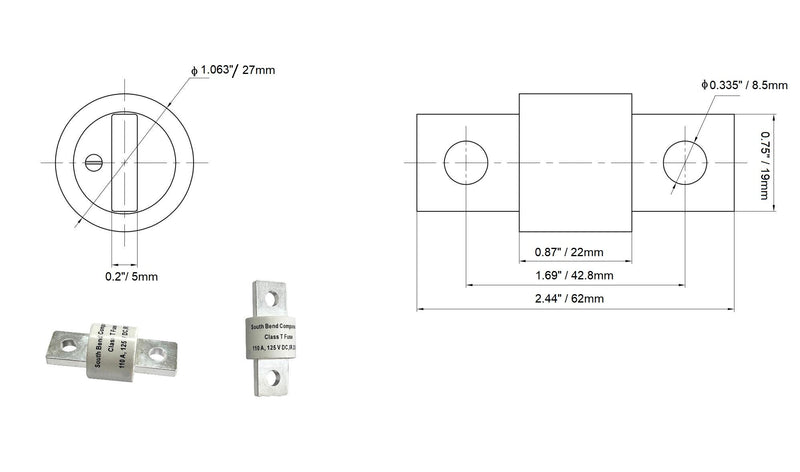 South Bend Components 175A Class T Fast Blow Fuse (1-Pack) 175 Amp 1-Pack