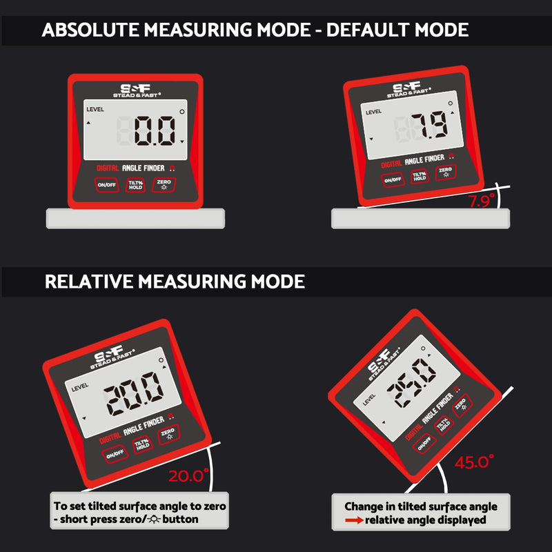 [Australia - AusPower] - S&F STEAD & FAST Digital Angle Finder Gauge Magnetic Protractor Inclinometer Table Saw Angle Gauge Level Cube with Magnetic Base for Woodworking, Carpentry, Construction Red 