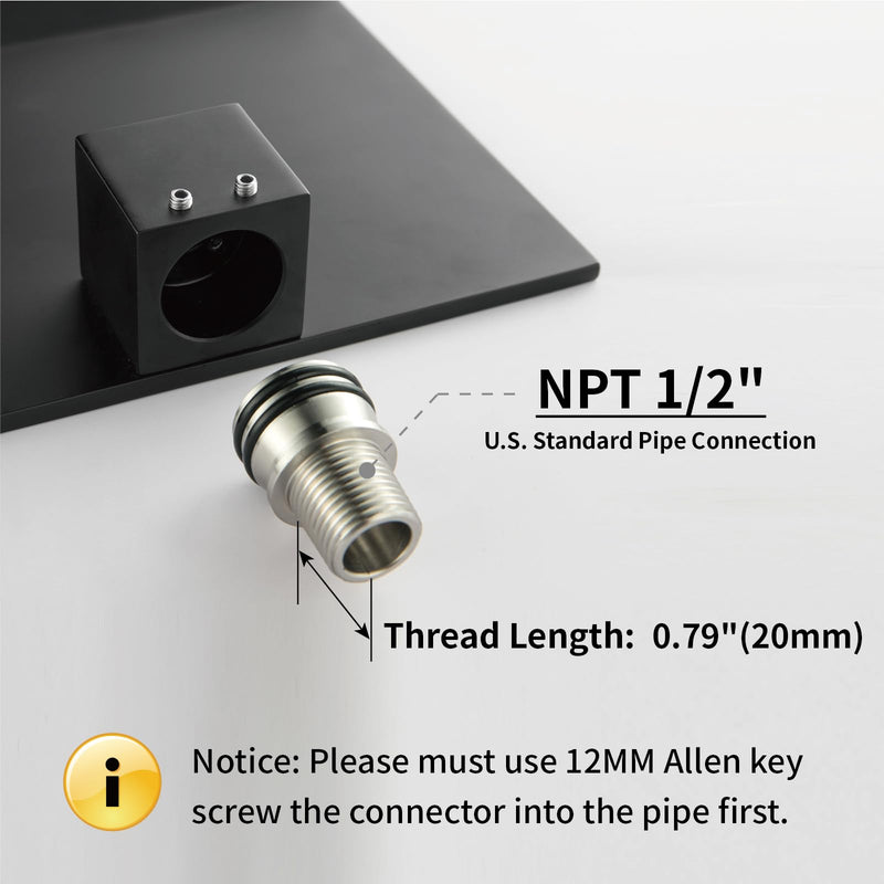 Waterfall Tub Spout Black Tub Faucet for Bathtub, SUS304 Stainless Steel, Matte Black Tub Spout Wall Mount, TS2B-BK Only Spout