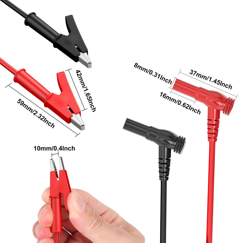 [Australia - AusPower] - Multimeter Alligator clips Test Leads,3Ft 600V/1000V 14 AWG Heavy Duty Banana Plug to Alligator Clips for Multimeter test leads for for Fluke/AstroAI/INNOVA/Klein meter tester, Electrical Testing 2PCS Black-Red 