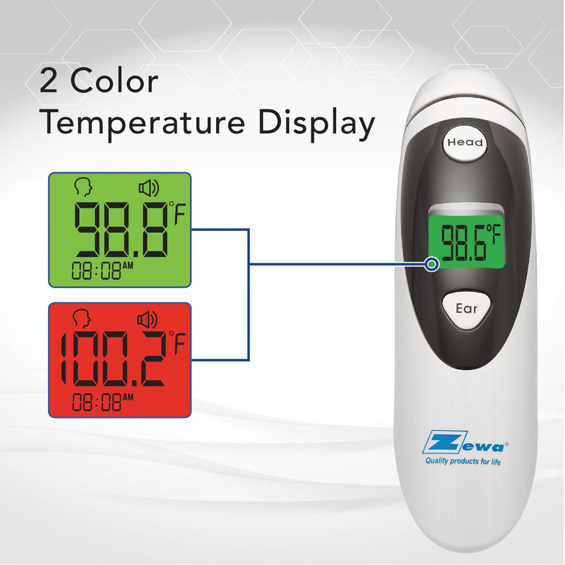 [Australia - AusPower] - Zewa Infrared Thermometer | Professional Accuracy | Forehead & Ear Non-Touch Measurement | Bluetooth 4.0 | Android & iOS Compatible | Fever Alarm | Free MyHealthConnected App 