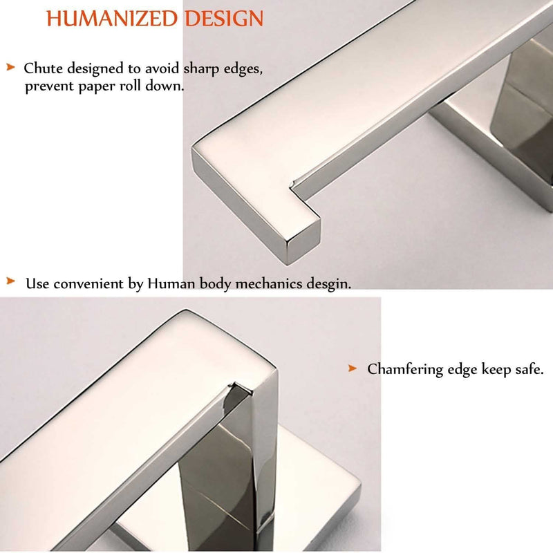 ThinkTop Lengthen Toilet Papaer Holder Towel Ring Luxury Wall Mount SUS304 Stainless Steel Square Towel Bar Holder, Mirror Polished Chrome Finished, Bathroom Accessories Mirror Polishing