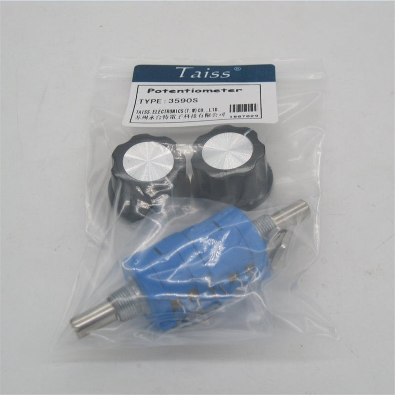 Taiss 2pcs 3590S Rotary Potentiometer 10k ohm Potentiometer 10-Turn Wire Wound Precision, Precision Multi Turn Wirewound Potentiometer+2pcs A03 knob (3590S-2-103L 10k ohm) 103L 10K ohm