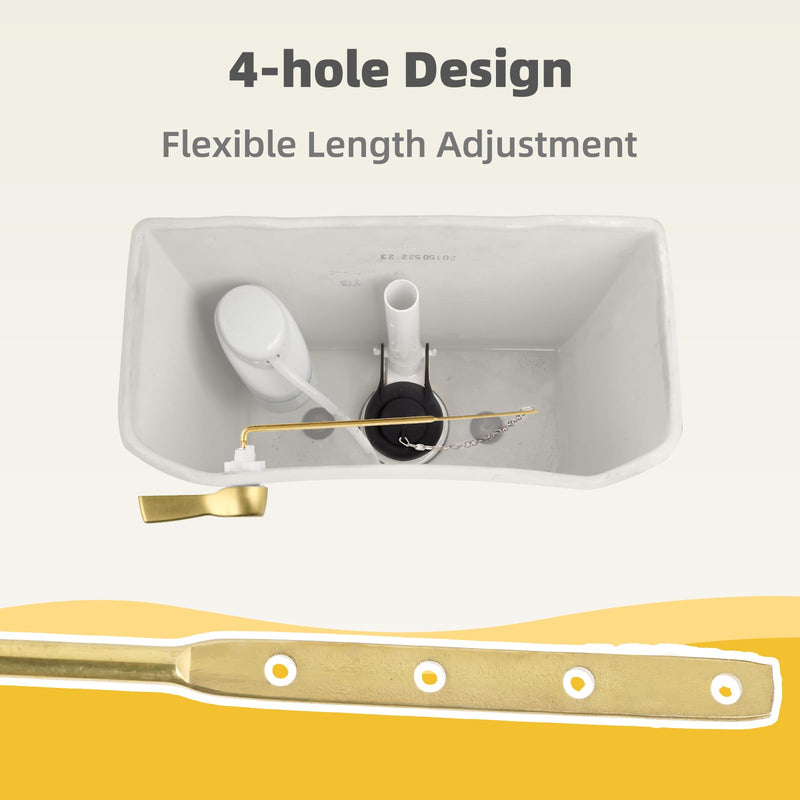 Universal Metal Brushed Gold Toilet Flush Handle Replacement, Front Mount Toilet Handle Replacement Compatible with Kohler, TOTO, American Standard, Mansfield, Gerber Toilets, Solid Brass Front Mount Design
