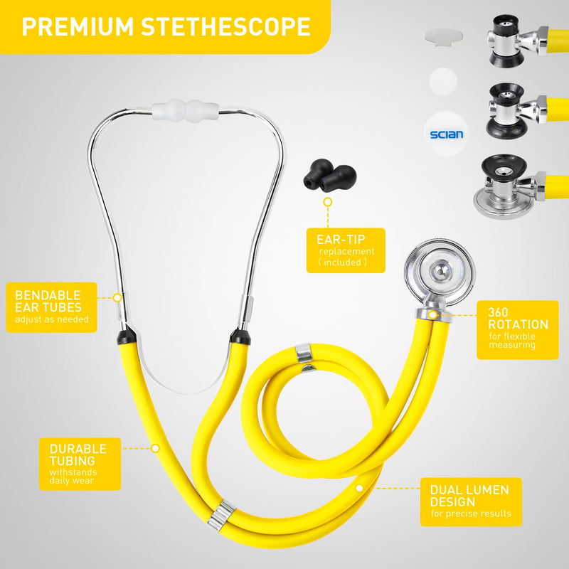 Scian 13 Pcs Stethoscope Case Kits, Portable First Aid Kit Bag with Medical Scissor, Nurse Accessories for Work (Yellow) yellow
