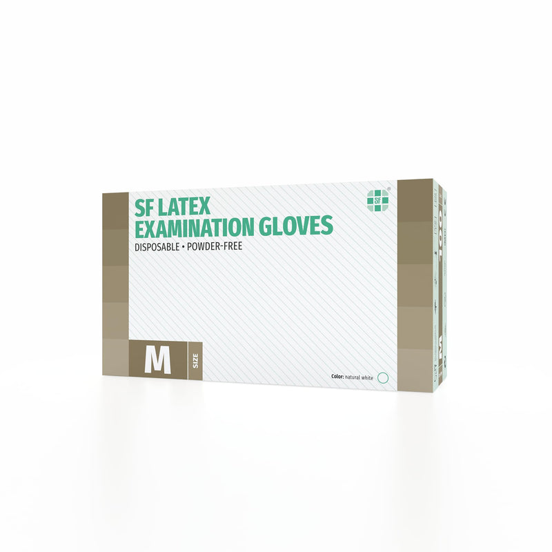 Box of 100 Disposable Latex Gloves, Powder-Free, Non-Sterile Disposable Gloves, Examination Gloves,White, Medium | Einmalhandschuhe für Reinigung, Küche, Kosmetik, Tattoo und Haushalt; geeignet für Gewerbe, Beruf und Alltag 1