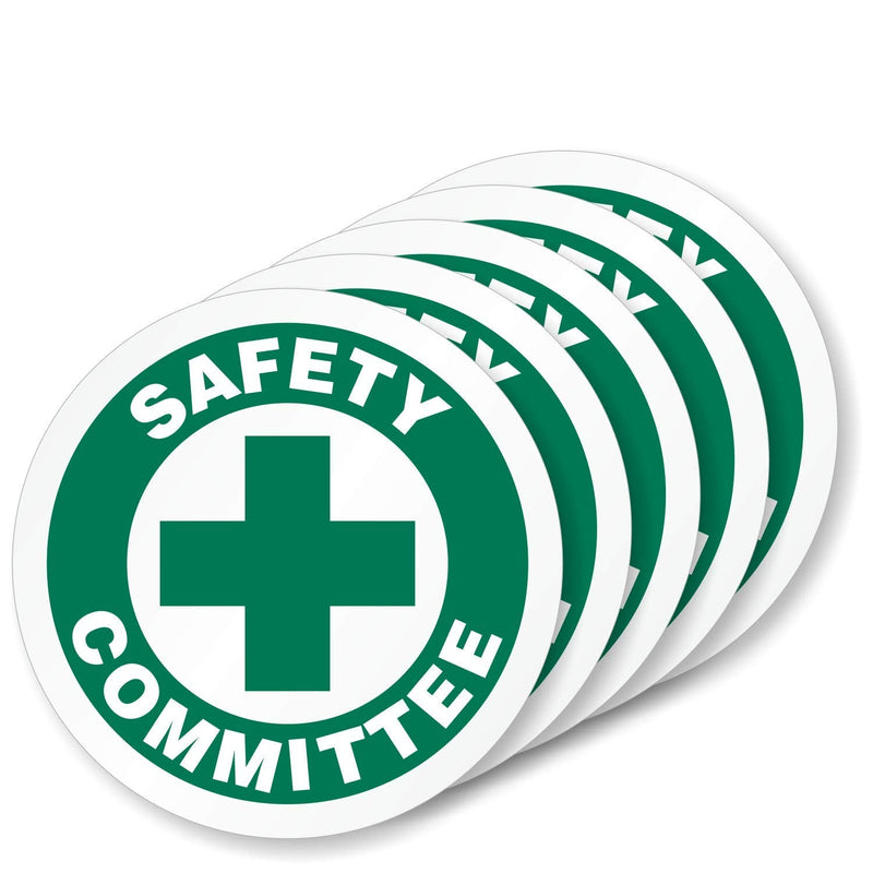 SmartSign Safety Committee Pack of 5 Hard Hat Labels | Retro-Reflective, 2" Circle