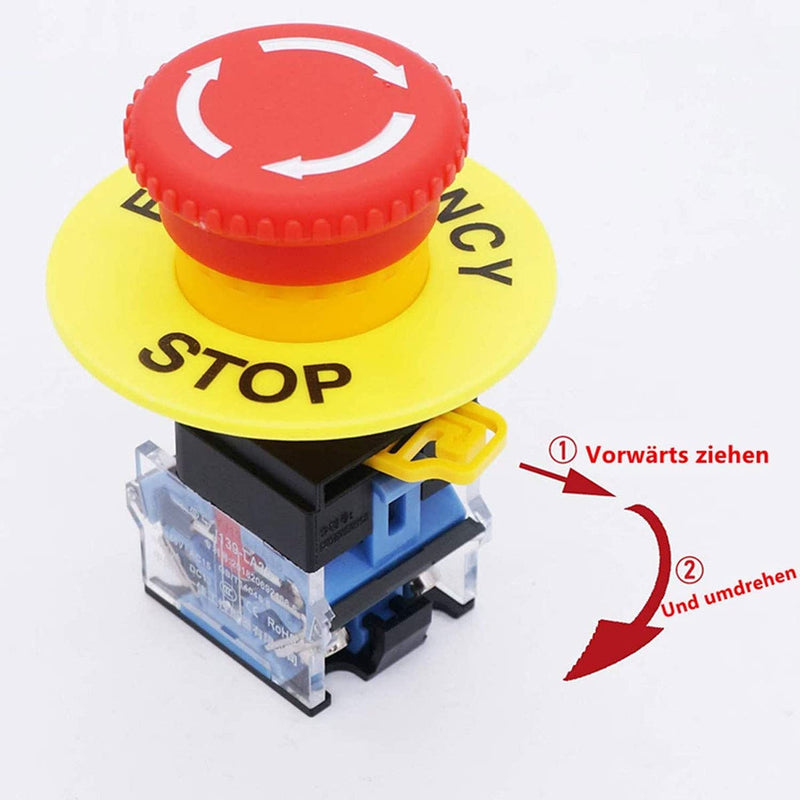 [Australia - AusPower] - Taiss /not off switch 22 mm red mushroom 1NO 1NC AC 440V 10A LA38-11ZS 