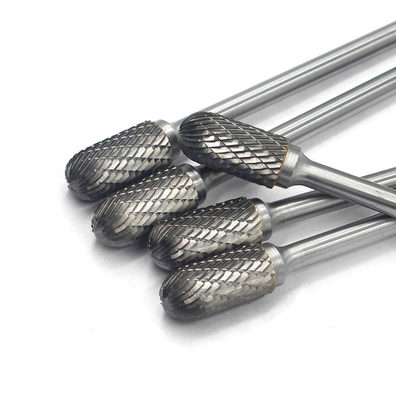 5pcs SC-5 Tungsten Carbide Burr Cylinder Shape with Radius End Double Cut Rotary Burr File(1/2" Cutter Dia X 1"Cutter Length) with 1/4'' shank, pack of 5 SC-5 5PCS