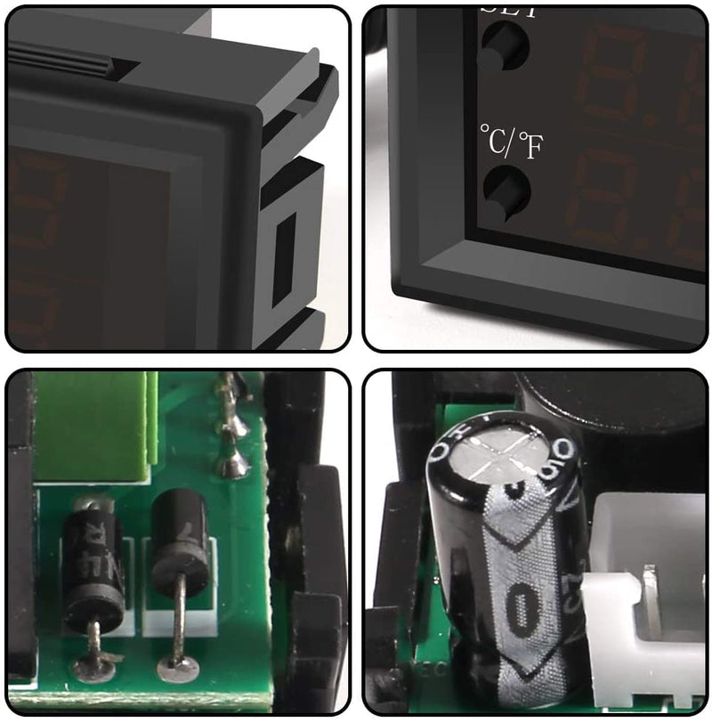 [Australia - AusPower] - 2PCS Temperature Controller -50 to 110 Celsius (-58 to 230 F) DC 12V Programmable Heating/Cooling Thermostat Control Switch Module NTC Waterproof Sensor Probe Dual Color LED Display Monitor 
