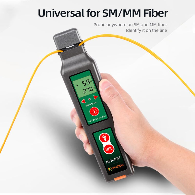 [Australia - AusPower] - Fiber Optical Live Identifier Komshine Classic KFI-40V Identifies Dominant Traffic Direction Indicator Multi in one Chuck 0.25/0.9/2.0/3.0mm FTTH Tool Low False Detection Telecom Maintenance CATV 