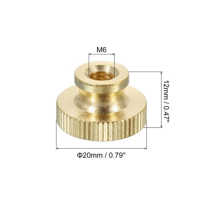 [Australia - AusPower] - uxcell Knurled Thumb Nuts, 3Pcs M6 x D20mm x H12mm Brass High Head Through Hole with Collar High Head Through Hole Round Knobs Fasteners for 3D Printer Parts, Machine Tools 3 