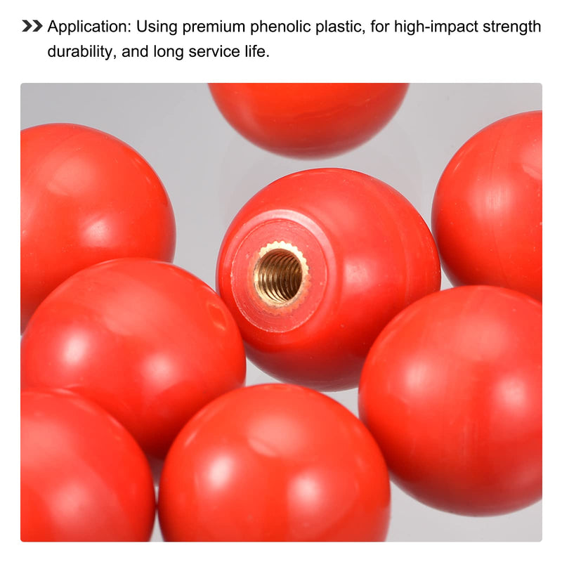 [Australia - AusPower] - uxcell 12Pcs Threaded Ball Knobs, M5 Female Thread Thermoset Ball Knob 0.78'' Dia Red Round Operation Ball Handles with Copper Insert for Machine Handle Tool Replacement M5x0.78'' 