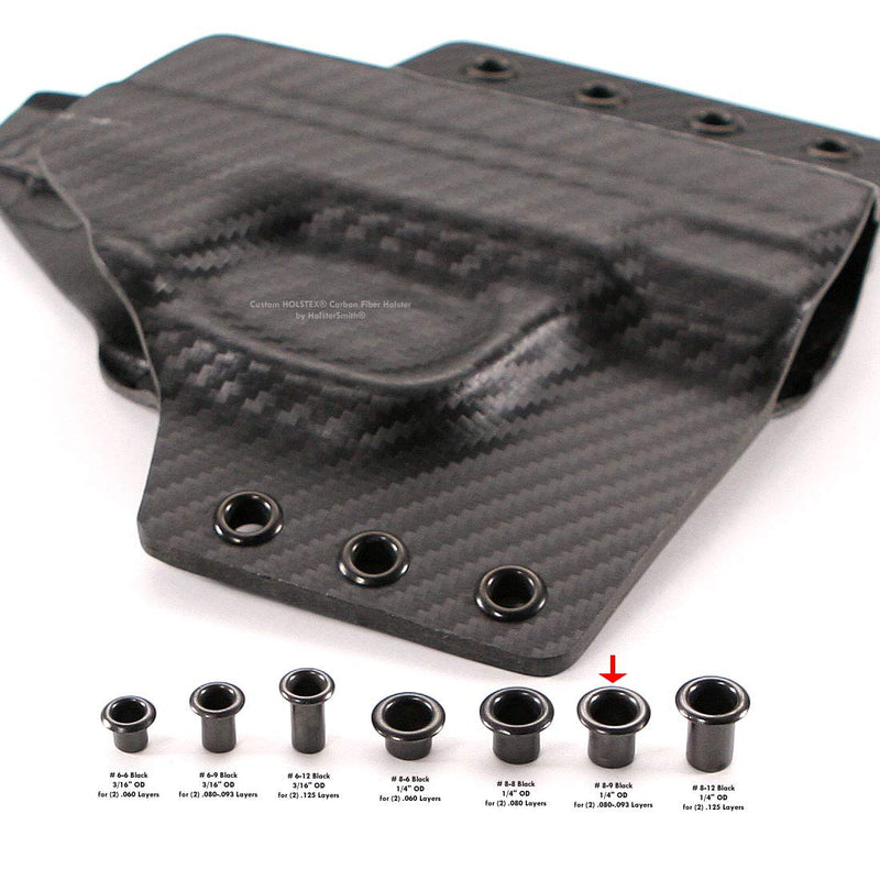 Eyelet Hand Setter & Eyelet Combo Kit - Includes (1)(#8 Hand Setter) + (100)(#8-9 Black Eyelets) - for DIY Kydex & Leather Holster Making, Upholstery, and Apparel Binding Eyelet Hand Setter (#8) + (100) #8-9 Black Eyelets