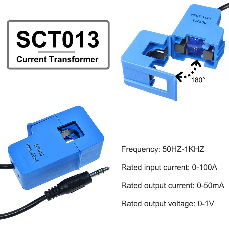 [Australia - AusPower] - 100A Non-invasive Sensor SCT-013-000 Split Core AC Current Transformer Two Output Formats Line Length 1.5m with Resistor, for Current Measurement 