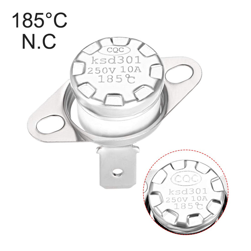 [Australia - AusPower] - uxcell KSD301 Thermostat 185°C/365°F 10A Normally Closed N.C Adjust Snap Disc Temperature Switch for Microwaves,Oven,Coffee Maker 2pcs,Ceramic Material 2 185 °C 
