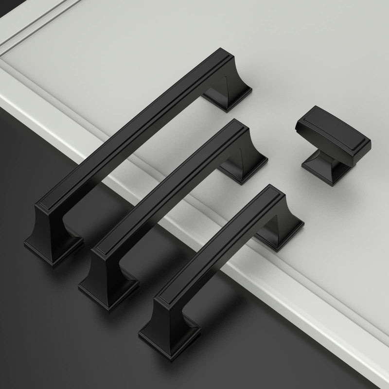 Amerdeco 10 Pack Matte Black Cabinet Handles 1.4 Inch(35mm) Single Hole Drawer Knobs and Pulls for Bathroom Cabinets ZH0010