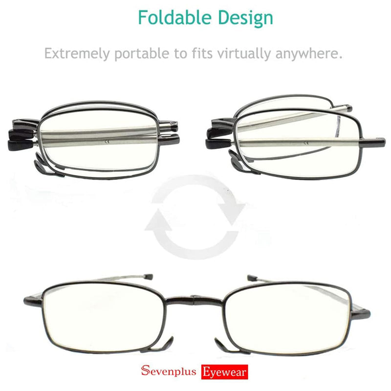 [Australia - AusPower] - 2 Pack Reading Glasses Blue Light Blocking, Anti UV Glare, Foldable Computer Spring Hinge Readers for Women Man Black&gunmetal 1.5 x 