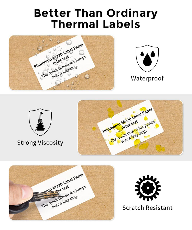 Phomemo 3 Roll 1.96" x 3.14" Multi-Purpose Thermal Label Compatible with M110/M220/M108/M250/M260/ M150/ M120/M200/M221 Printer,100 Labels/Roll,for Barcode,Name,Address,Labeling,Mailing,Business White 1.96'' x 3.14'' (50mm x 80mm)