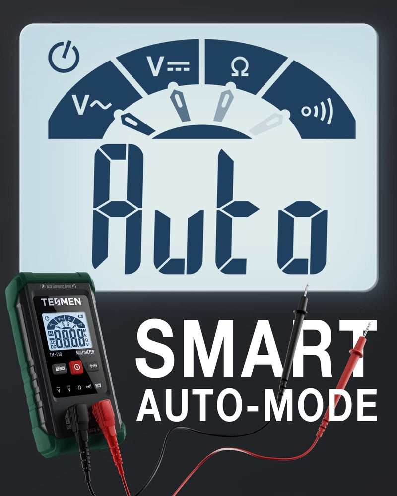 [Australia - AusPower] - TESMEN TOE-100BMAX GFCI Outlet Tester & TM-510 Smart Digital Multimeter Bundle, Essential Toolkit for Receptacle Test, GFCI Trip Time, Voltage Detection, NCV, Continuity and Resistance Measurement 