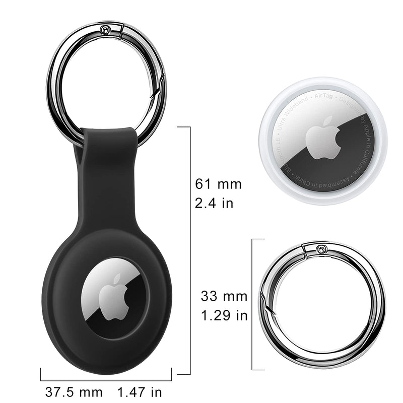 [Australia - AusPower] - Holder Case for AirTags Ultra Light Silicone Sleeve for AirTags Durable Anti-Scratch Protective Skin Cover with Anti-Losing Keychain Ring Accessory Compatible with Apple AirTags 2021 Black 