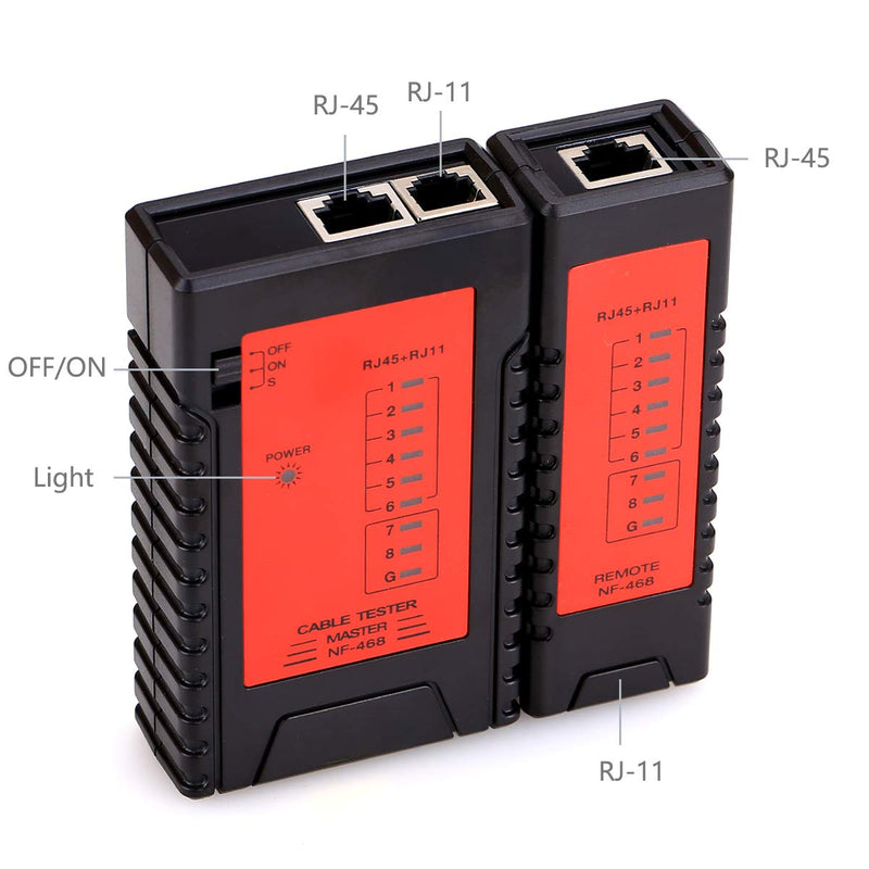 [Australia - AusPower] - NF468 Tester Fault Locator RJ45 RJ11 Cable Tracker Network Cable Tester Network Ethernet LAN Network Test Tool 