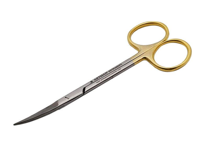 [Australia - AusPower] - Scissors surgical 5.5 inches CURVED Gold Plated handle tungsten carbide inserts extra sharp and durable ARTMAN BRAND 
