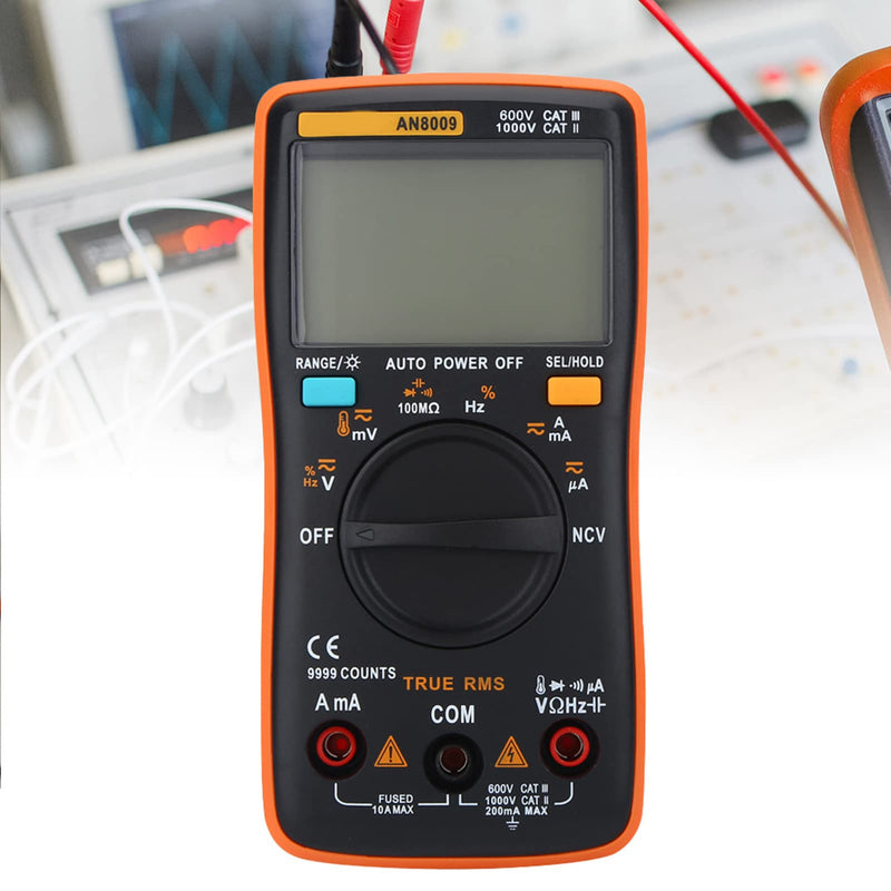 [Australia - AusPower] - An8009 Digital Multimeter, Auto Range True Rms ACDC Voltage Electronic Meter with Large Overview Backlit LCD Display for Electrical Tests 