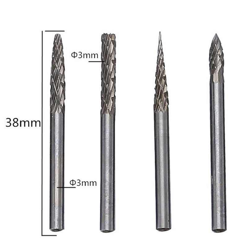 Yakamoz 20 Pieces Tungsten Carbide Double Cut Rotary Burr Set with 3 mm (1/8 Inch) Shank and 3 mm (1/8 Inch) Head Size 20pcs 3x3