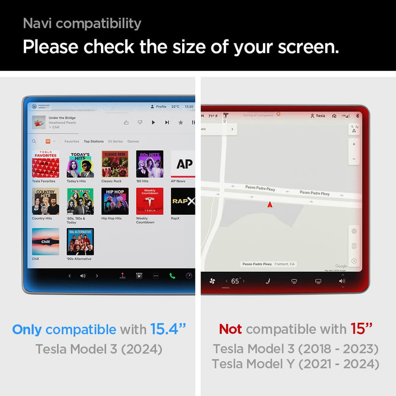 [Australia - AusPower] - Spigen Tempered Glass Screen Protector [Glas.tR EZ FIT] designed for Tesla Model 3 (2024) 15.4 inch Dashboard Touchscreen - Matte/Anti Glare/Anti Finger Print 15.4" 