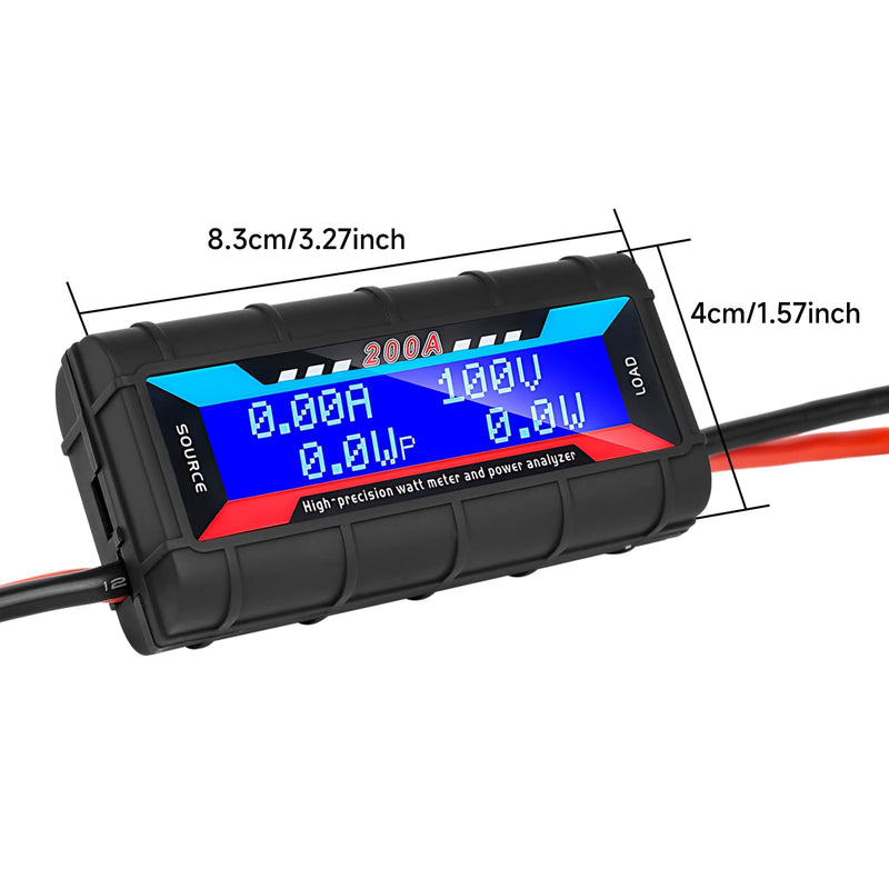 [Australia - AusPower] - 2Pack 200A 100V High Precision Watt Meter Power Analyzer Battery Consumption Performance Monitor with Backlight Digital LCD Screen Model Aircraft Power Meter with Manual 2PCS 