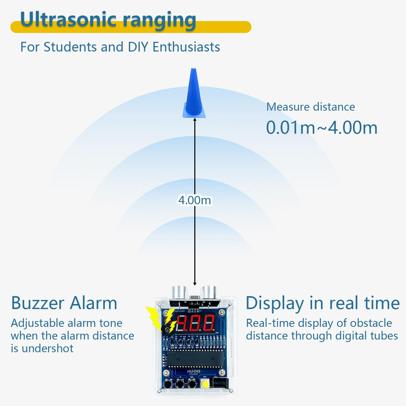 [Australia - AusPower] - EIELE Soldering Practice Kit Ultrasonic Distance Measuring soldering Kit Adjustable Alarm Distance Ultrasonic Module Beginner DIY soldering Projects Fun Practice Kits for Students Adults Education 