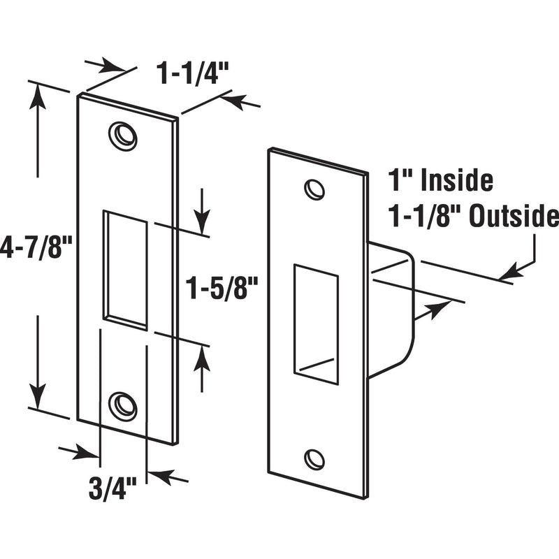 [Australia - AusPower] - Prime-Line U 95395 Box Armored Security Strike, 4-7/8 inch Height x 1-1/4 inch Width, with Fasteners, Satin Nickel (Single Pack) 