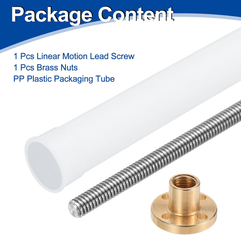 [Australia - AusPower] - uxcell 1100mm Tr8X1 Lead Screw with Brass Nut (1mm Pitch, 1 Start, 1mm Lead), 304 Stainless Steel Screw Bar Printer Upgrade Parts with Plastic Packaging Tube, Silver 