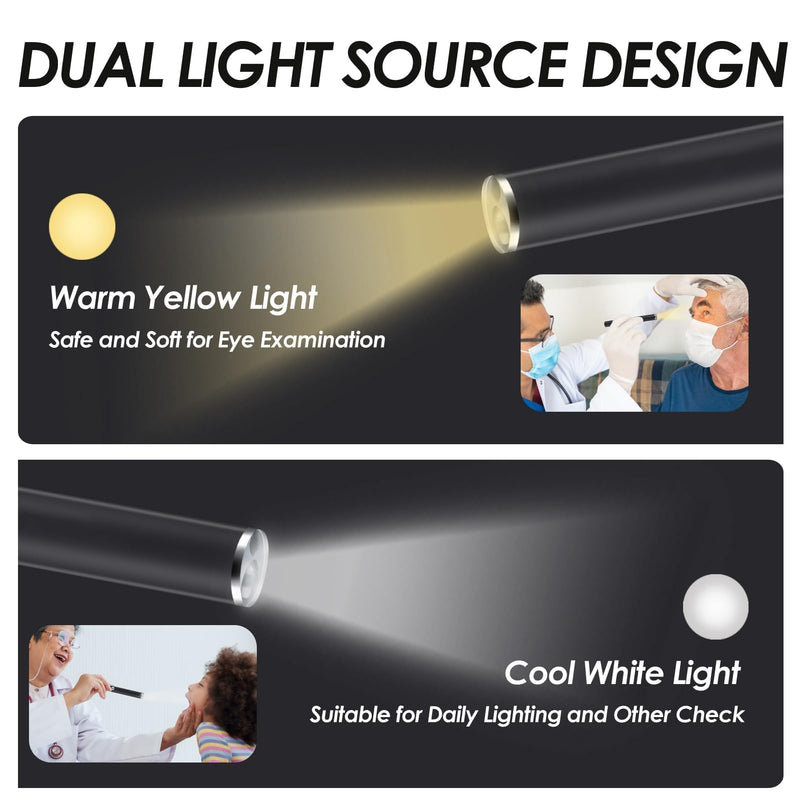 [Australia - AusPower] - Penriter Medical Pupil Light, Rechargeable USB Diagnostic Light with Pupil Meter and Ruler, LED Pen Lamp with Pocket Clip and 2 Light Sources for Nurses Students Doctors 