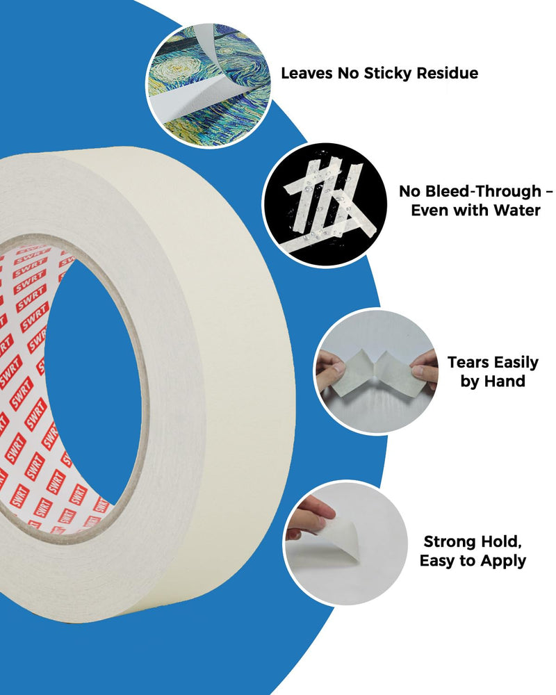 SWRT Masking Tape 2 Inch Wide × 55Yds– 2 Rolls (110 Yards Total), General Purpose Painter’s Tape with Strong Hold & Clean Removal, Ideal for Painting, Labeling, Crafts, Home & Office Use