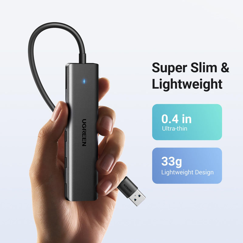 [Australia - AusPower] - UGREEN USB 3.0 Hub, 4 Ports USB A Splitter Ultra-Slim USB Expander for Mouse, Keyboard, Flash Drive, U Disk, Printer Compatible with Laptop, Desktop PC, Xbox, PS5, and More 0.5 ft 