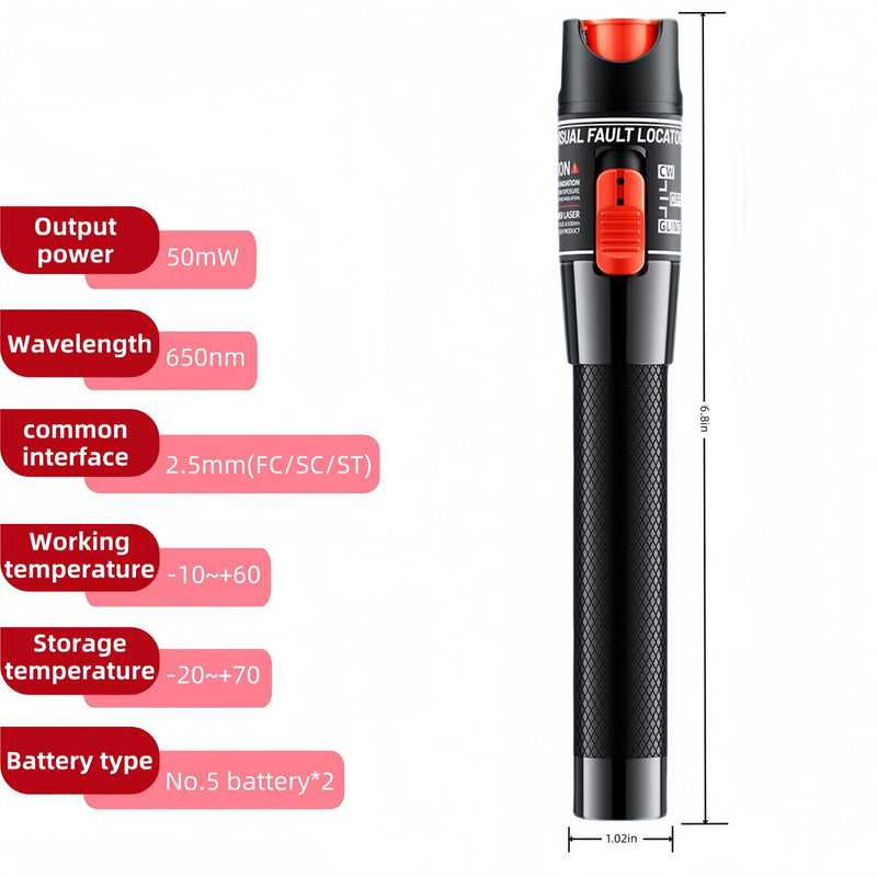[Australia - AusPower] - XWTXPJ-2pcs Fiber Optic Visual Fault Locator VFL Fiber Optic Cable Tester, Including 1pc Singlemode 9/125μm FC Male to LC Female Adapter (Mode Number: VFL-50) 