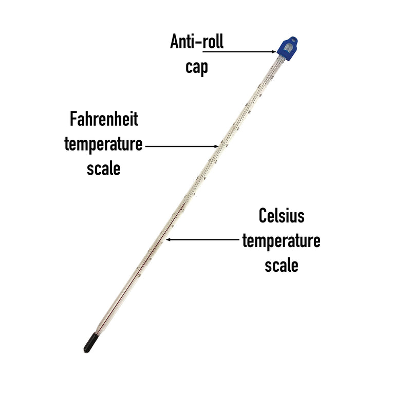 [Australia - AusPower] - Glass Thermometer -10 to +110 C&F 300mm Liquid in Glass Thermometer for Water and Liquids - Scientific Laboratory Grade Thermometer for Science Class Project Partial Immersion Thermometer 
