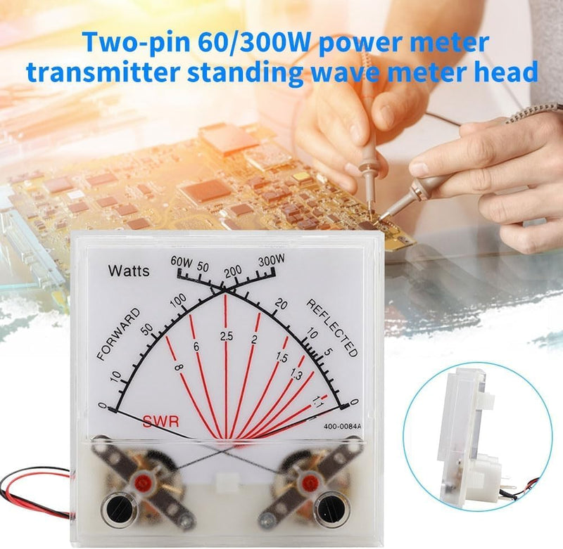 [Australia - AusPower] - 300 W Power Meter, Double Needle SWR Standing Wave Meter, Radio Power Meter, Watt Meter, Current Meter, Standing Wave Meter, Transmitter for DIY Wireless Performance Test Used (P-64XA-BGB-S0233) 