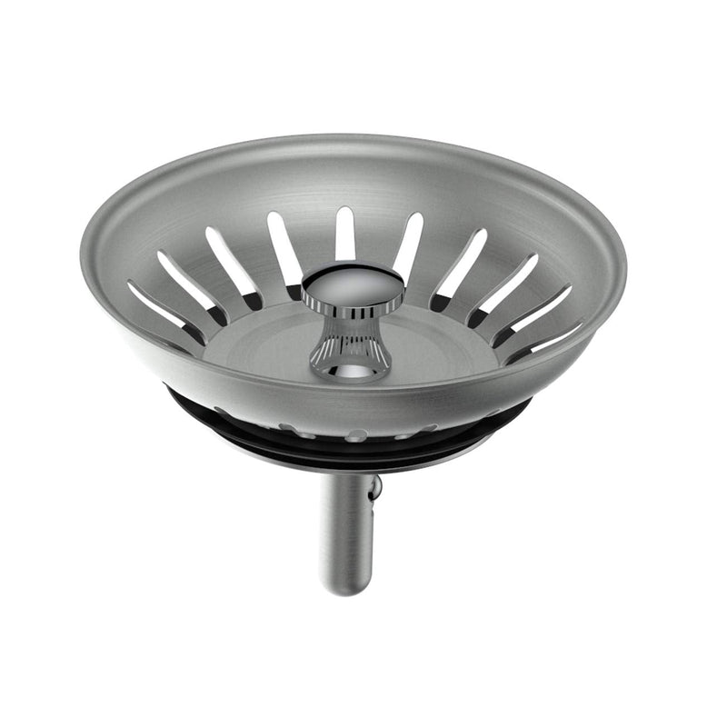KANARY Kitchen Sink Basket Strainer Replacement for Standard Drains (3-1/2 Inch) Stainless Steel Body with Rubber Stopper (Pack of 2, Stianless Steel) Pack of 2
