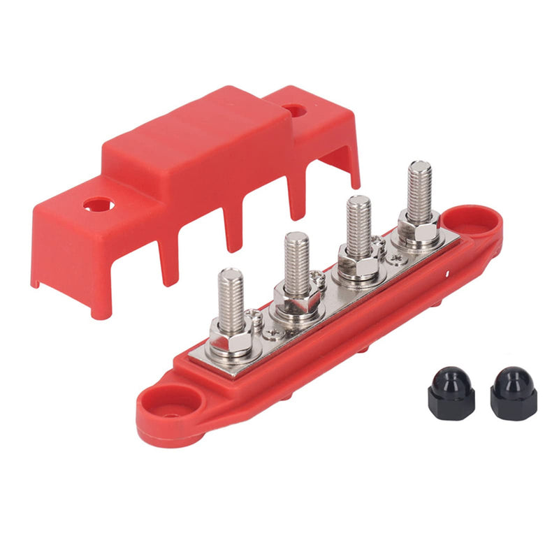 2pcs Power Distribution Block M8 Screw 4 Terminal Terminal Block Busbar DC 48V 250A with Brass Board for Automotive Boat