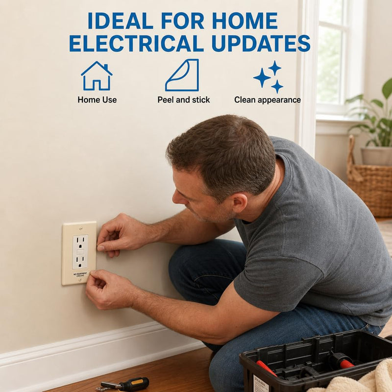 96Pcs NO Equipment Ground Protected Outlet Receptacle Stickers, Small 0.25 x 1.0 Inch Outlet Receptacle and Outlet Plates Stickers, Adhesive Decal Labels for Residential and Commercial Use
