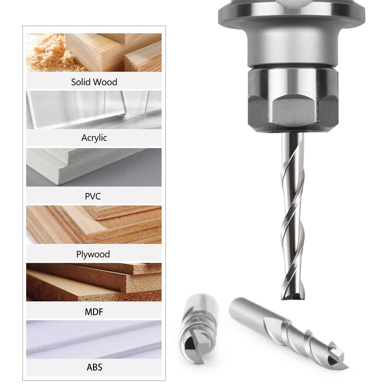 1/8" Shank CNC Router Bits Carbide End Mills 1/16 Inch Up Cut Spial Router Bit Flat Nose Carbide Endmill Two Flute Milling Cutter Tool for Wood PVC MDF Hardwood Pack of 10